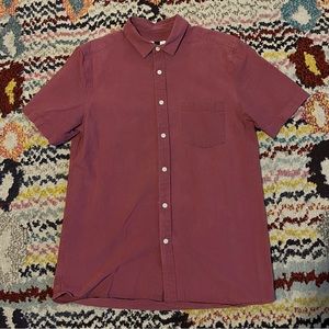 Topman burgundy short sleeve button down shirt size medium